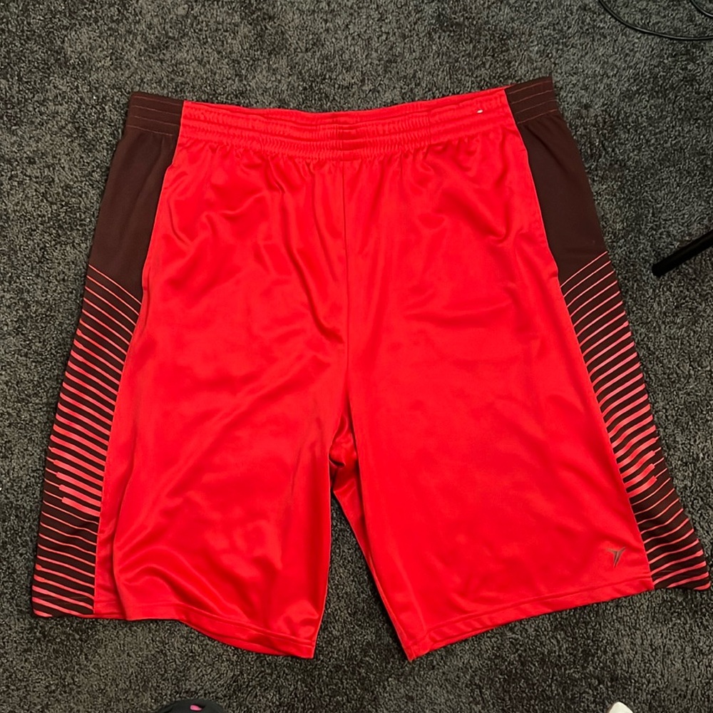 Men's Red Stripped Basketball Athletic Shorts